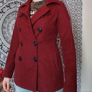 Delia's Maroon Peacoat with Black Buttons